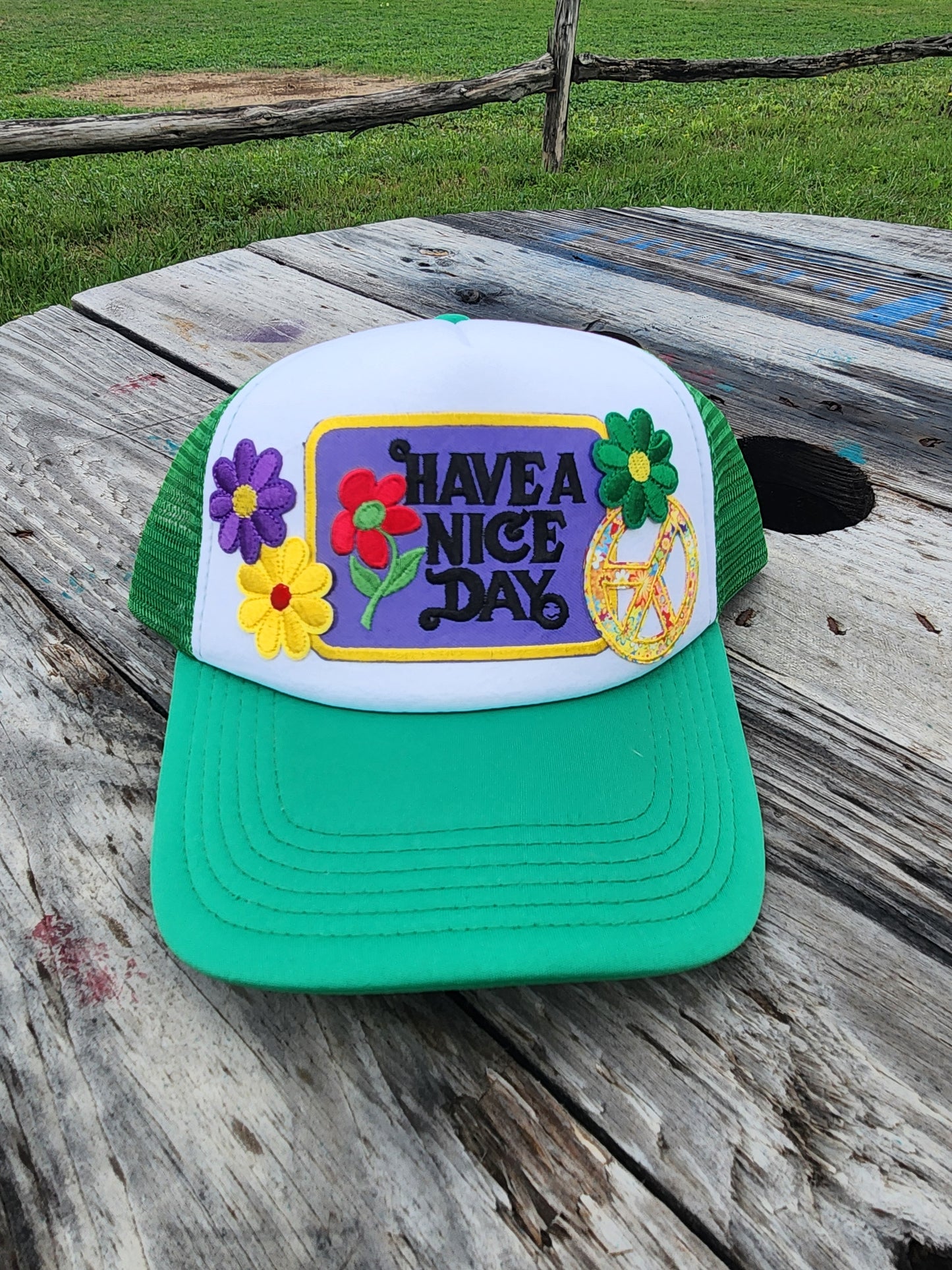 Kelly Green Patched Trucker