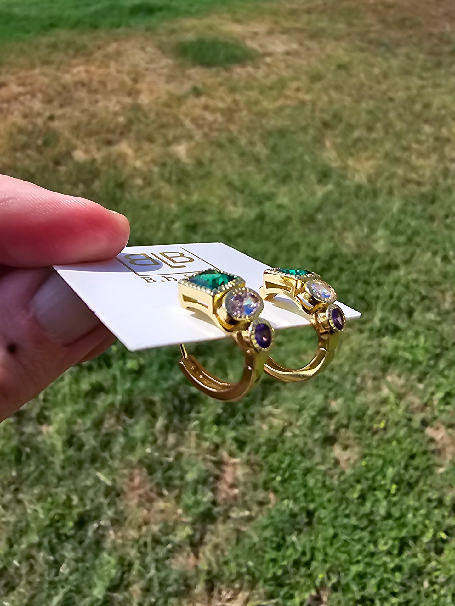 B.B. Lila jeweled hoop earrings
