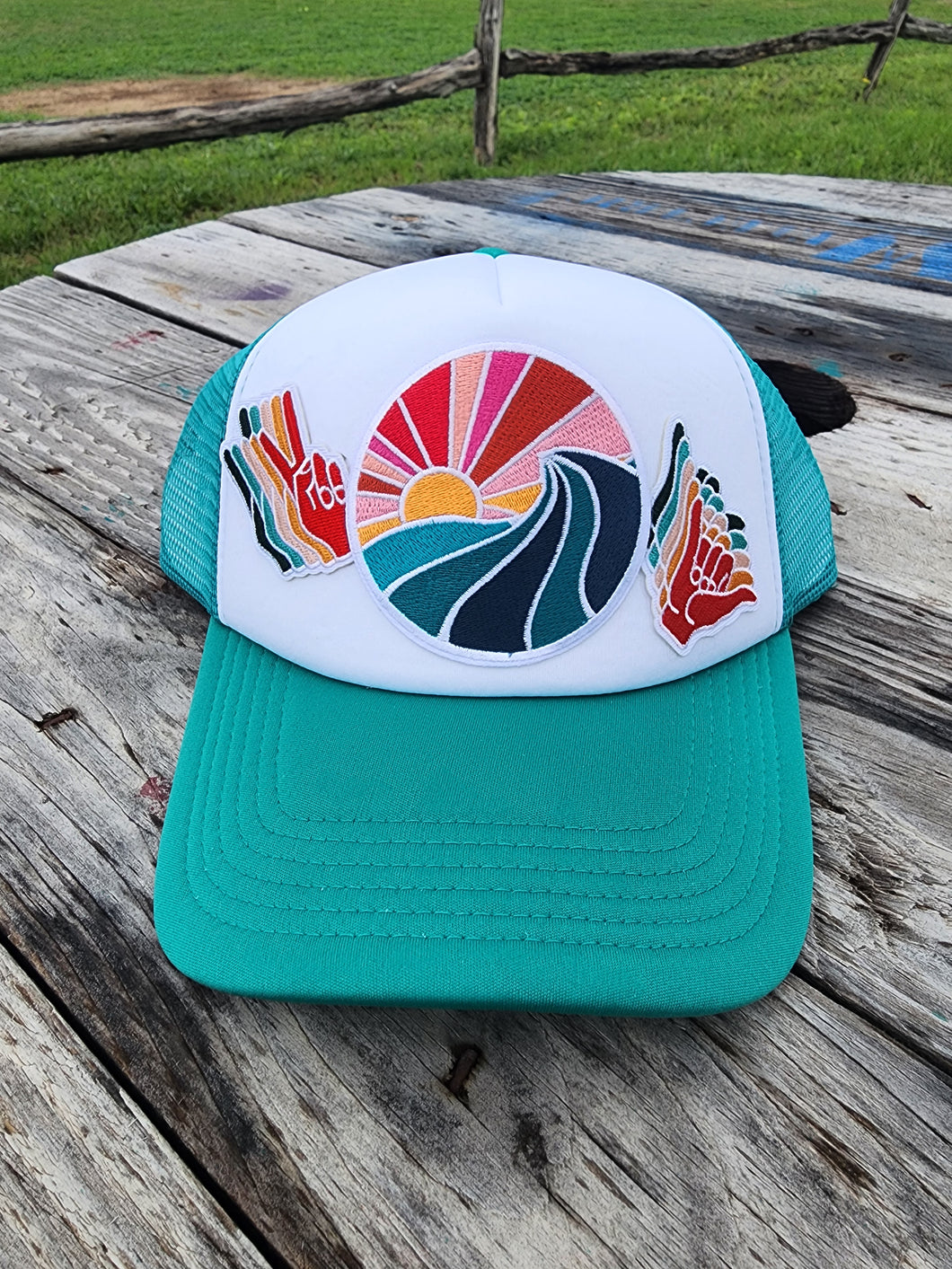 Teal Patched Trucker
