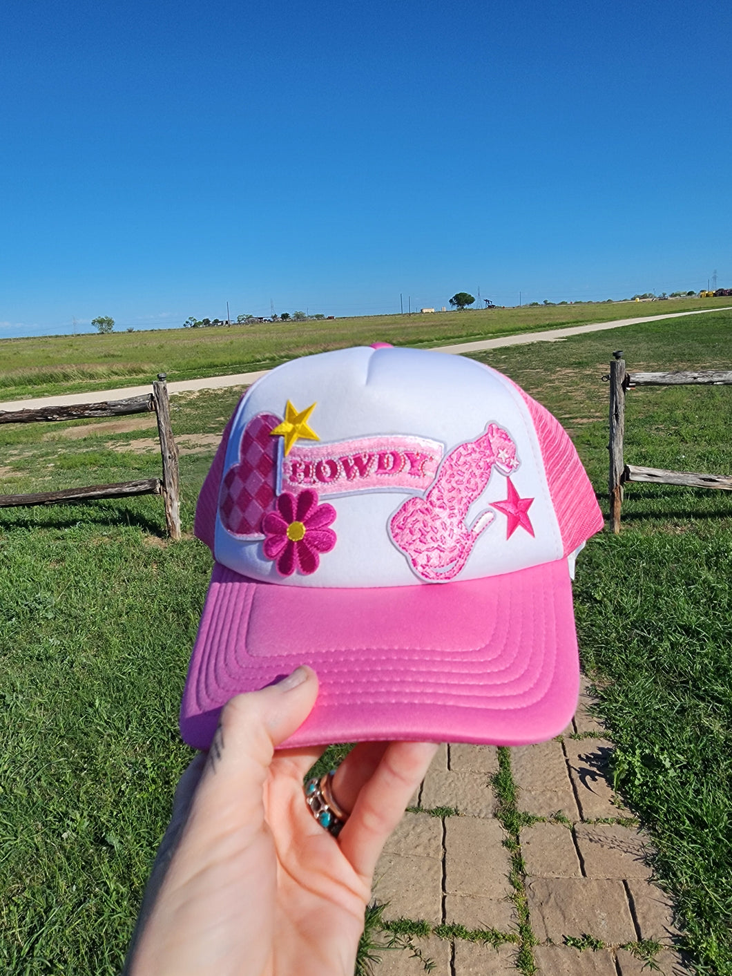 Howdy Pink Patched Trucker Cap