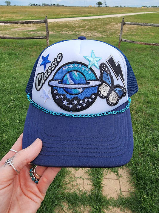 Navy Blue Patched Trucker