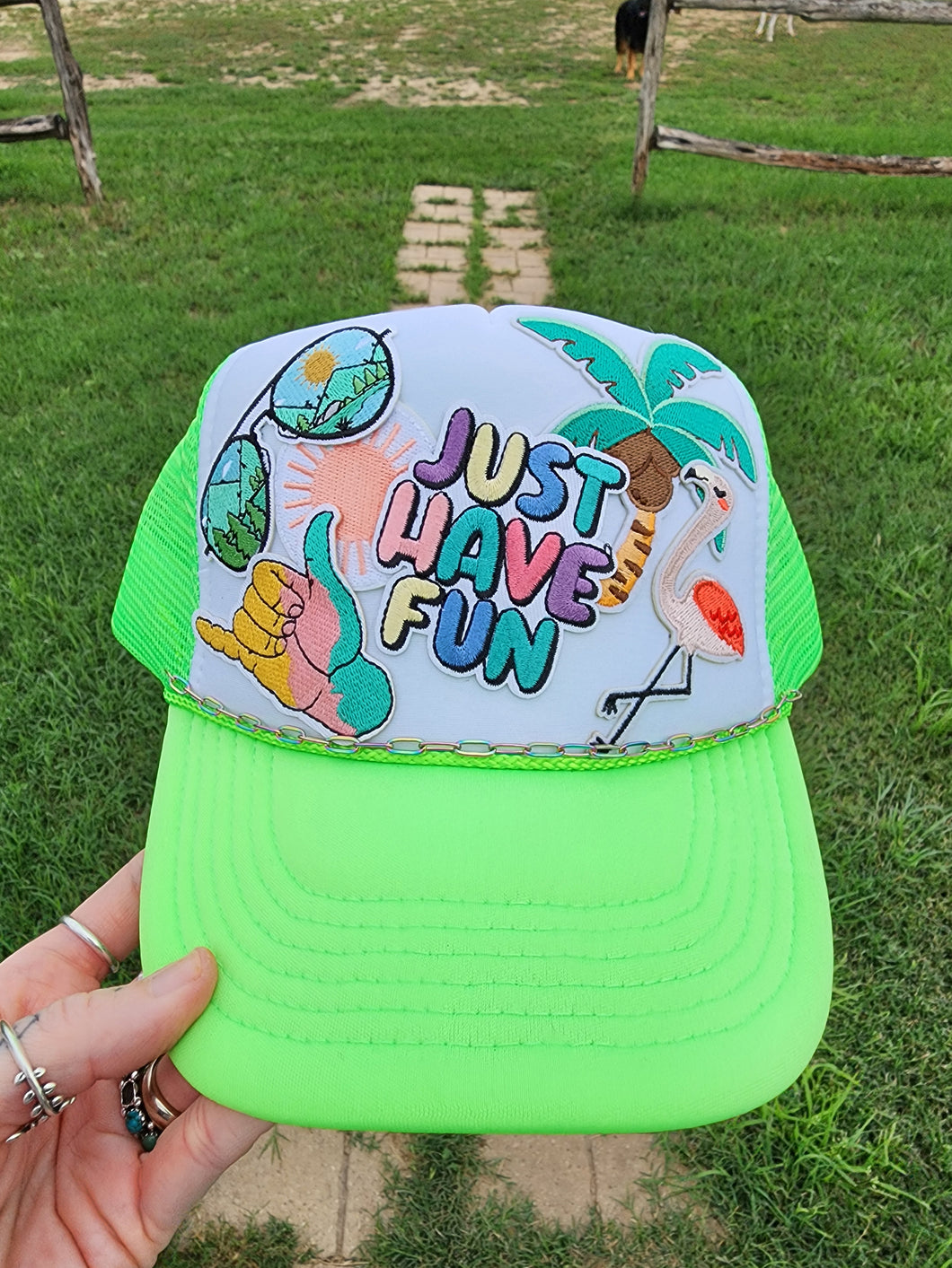 Just Have Fun patched trucker cap