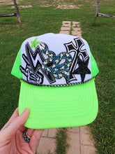 Load image into Gallery viewer, Rockin&#39; Snake patched trucker cap
