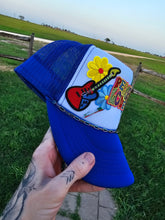 Load image into Gallery viewer, Peace &amp; Love Patched trucker cap
