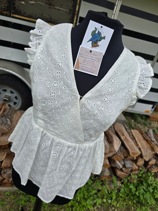 White Peplum Top