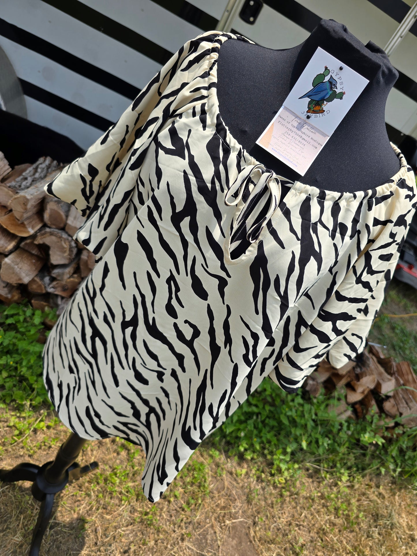 Cream Zebra Print top