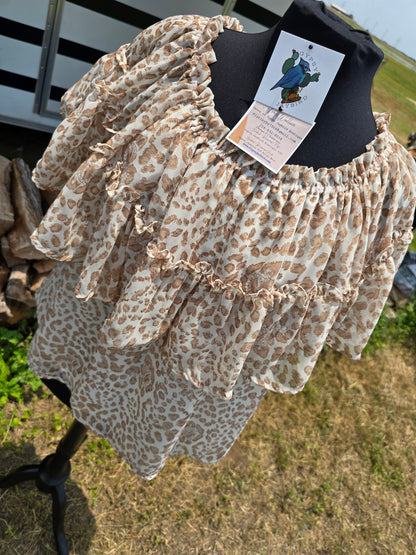 Ruffle Leopard Top