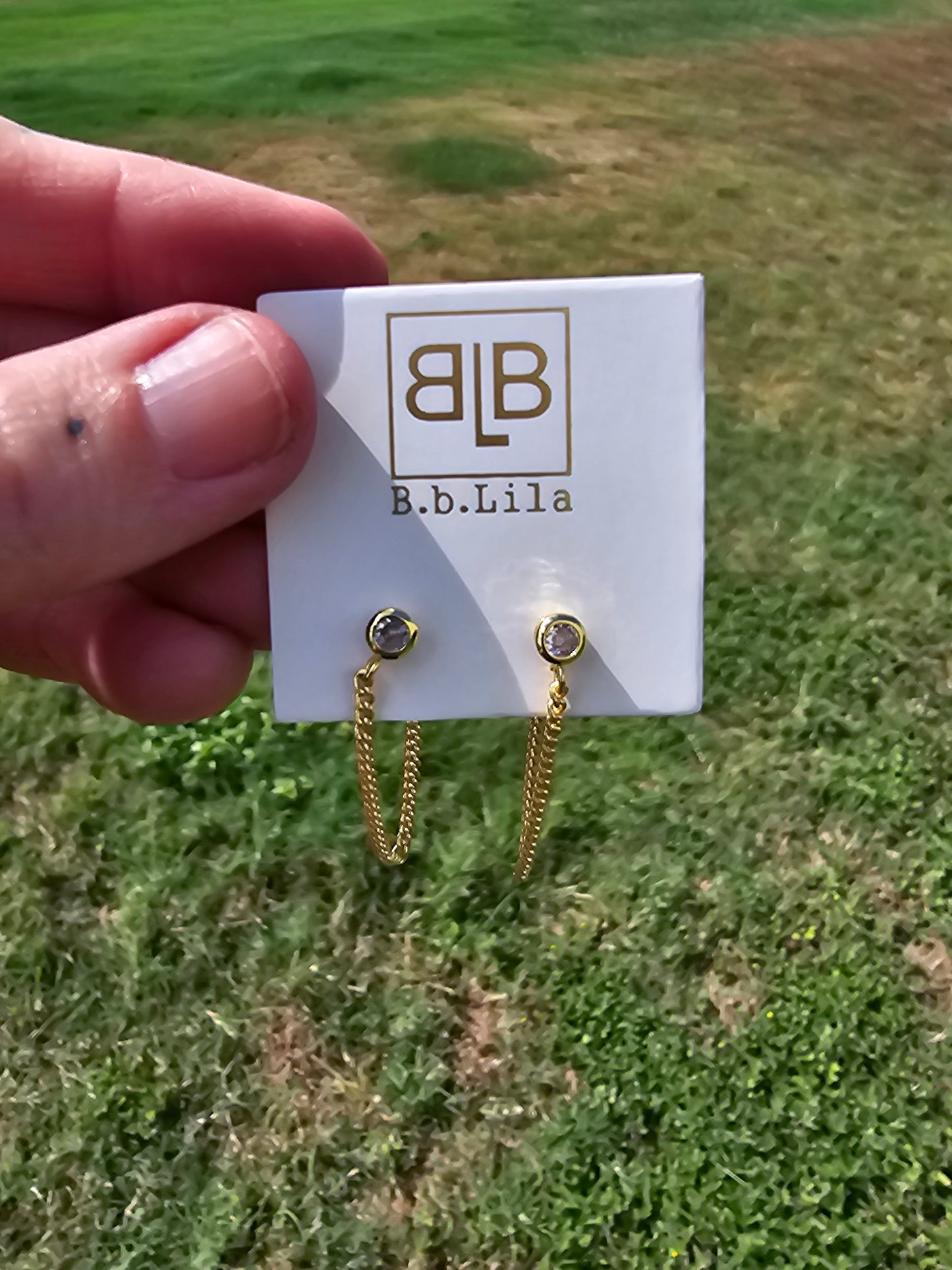 Dainty stud & chain earrings