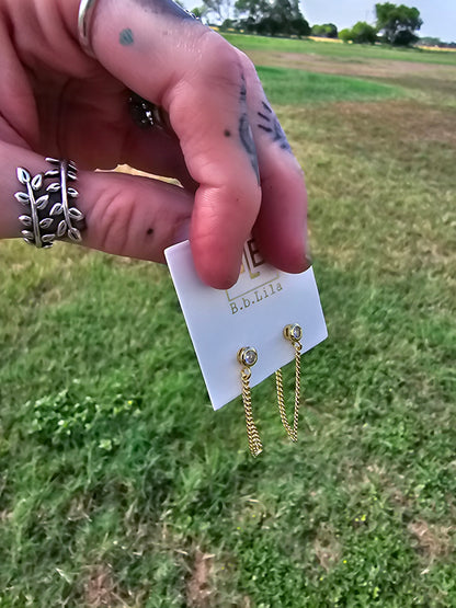 Dainty stud & chain earrings