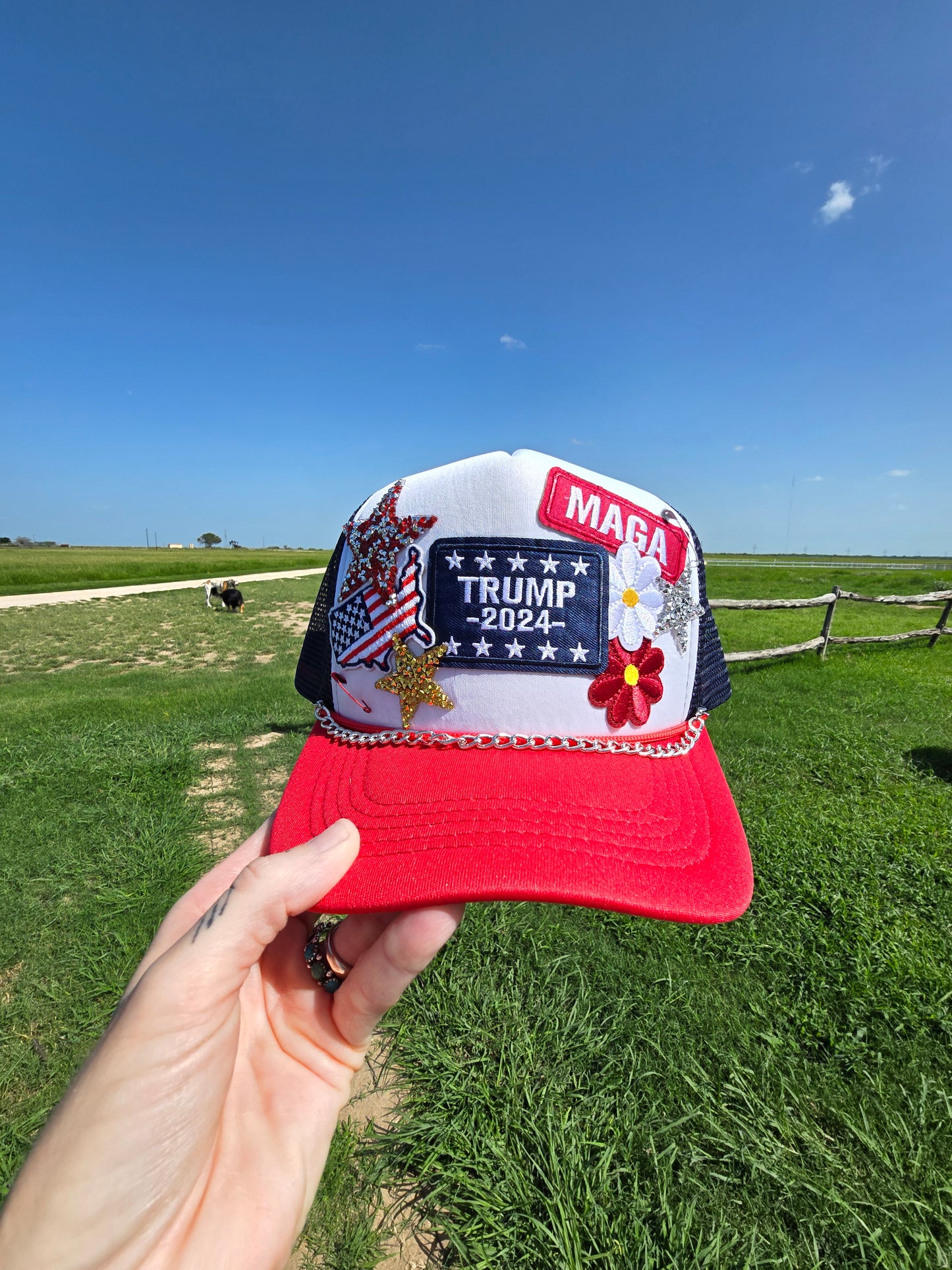 Trump & Flowers Patched Trucker Cap