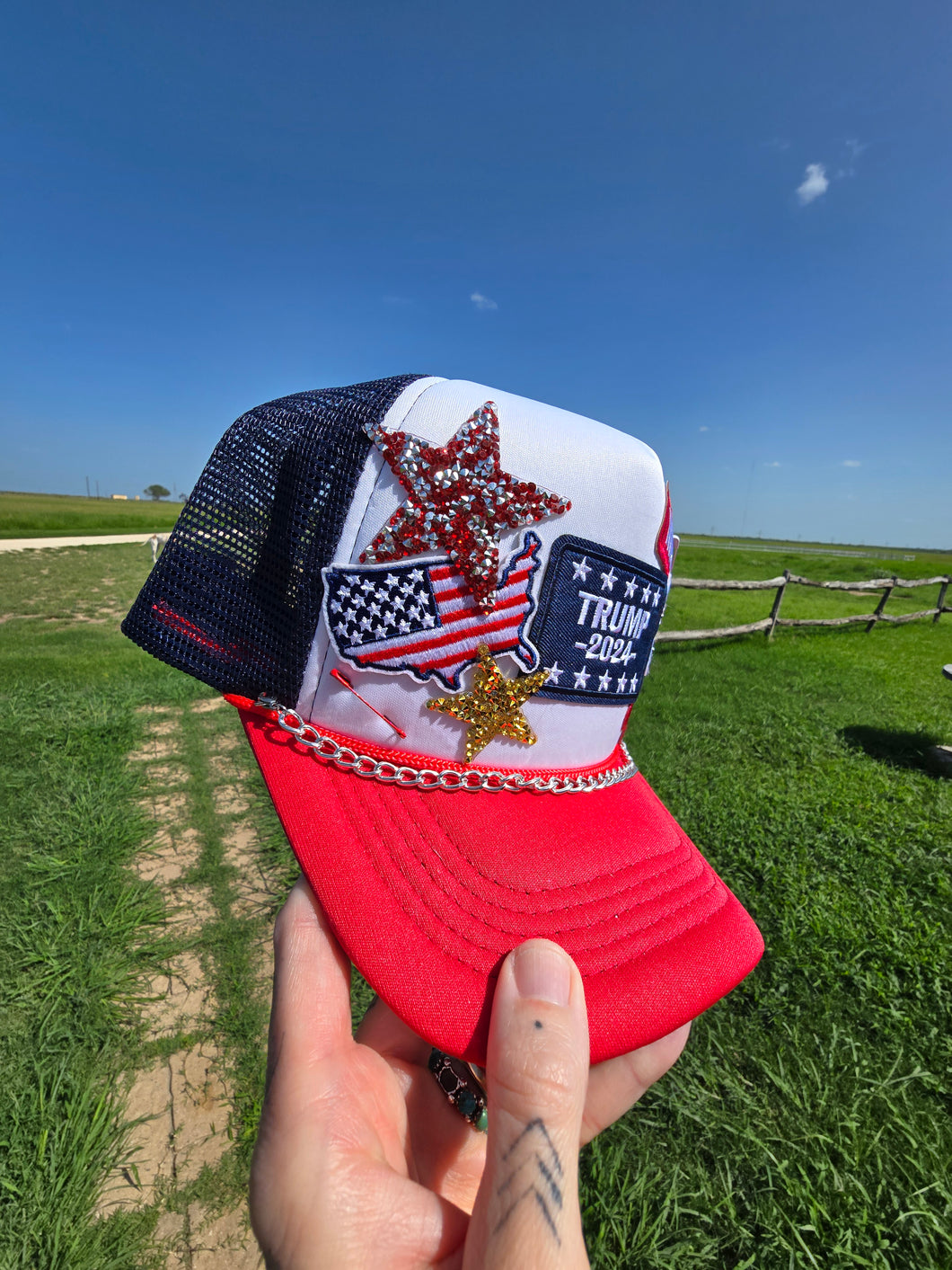 Trump & Flowers Patched Trucker Cap