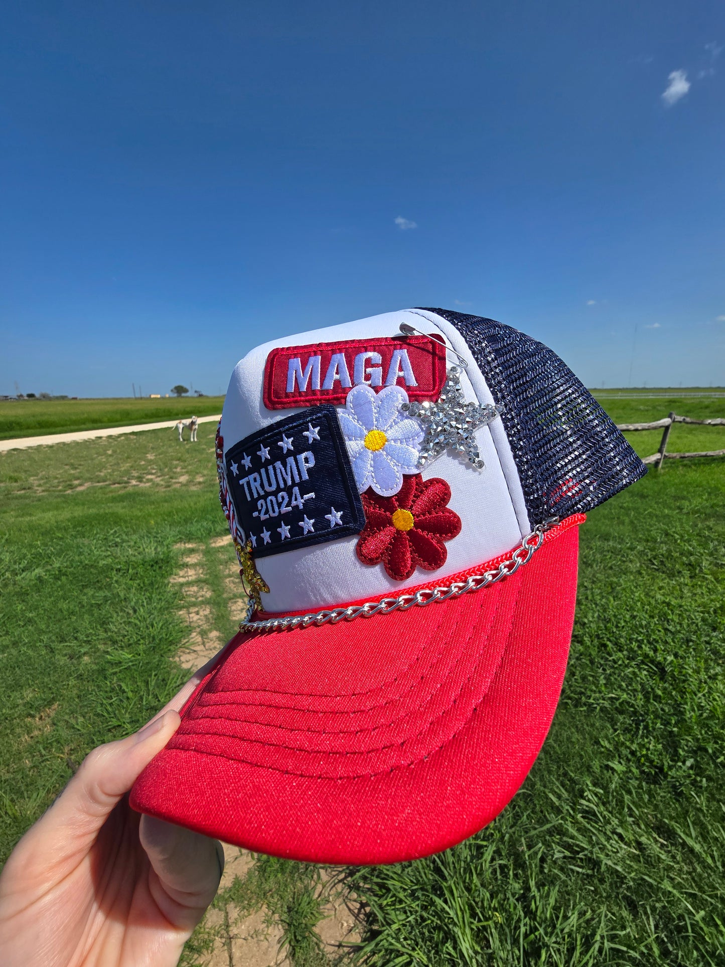 Trump & Flowers Patched Trucker Cap