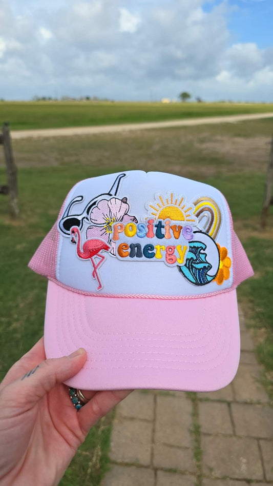 Pink PoSiTiVe Patched Trucker Cap