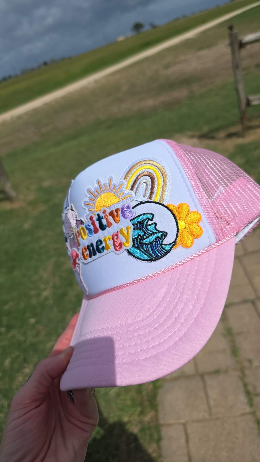 Pink PoSiTiVe Patched Trucker Cap