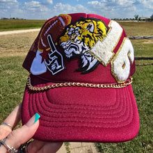 Load image into Gallery viewer, Tiger Football Patched Trucker Cap
