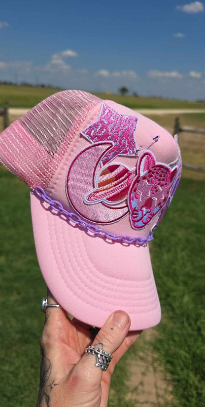Light Pink Leopard Patched Cap
