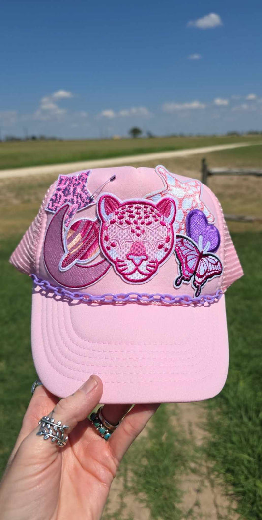 Light Pink Leopard Patched Cap