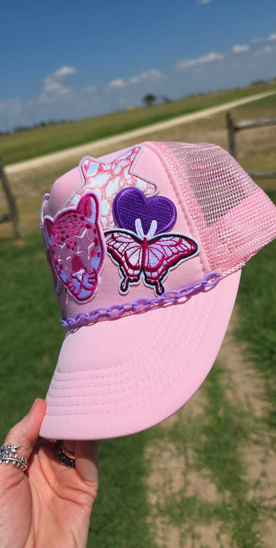 Light Pink Leopard Patched Cap