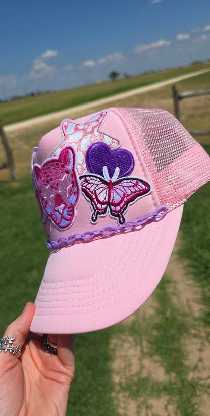 Light Pink Leopard Patched Cap