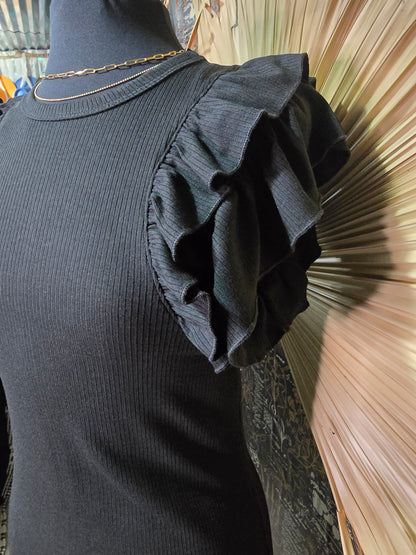 Black dress w/ ruffle sleeves