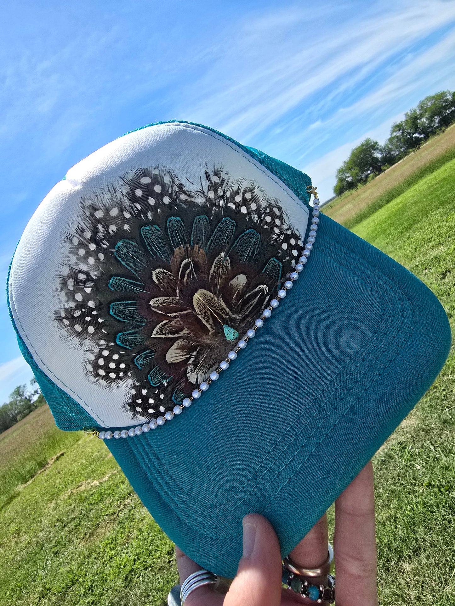 Feathered & Chained Trucker Caps