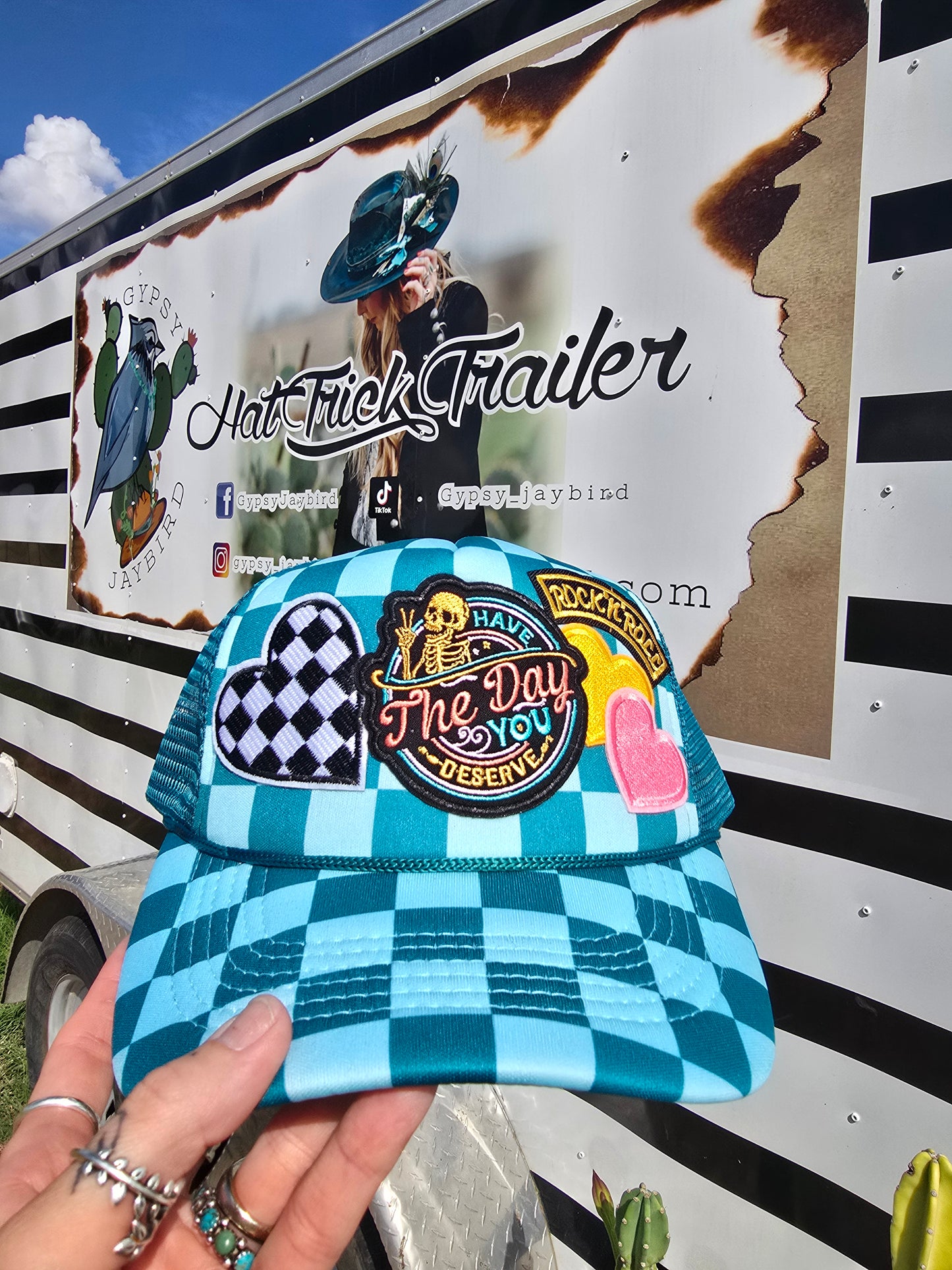 Day/Rock n Roll Patched Trucker Cap